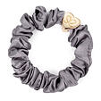 By Eloise London Gold Heart Silk Scrunchie - Grey