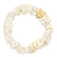 By Eloise London Gold Heart Silk Scrunchie - Cream