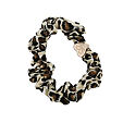 By Eloise London Gold Heart Silk Scrunchie - Leopard